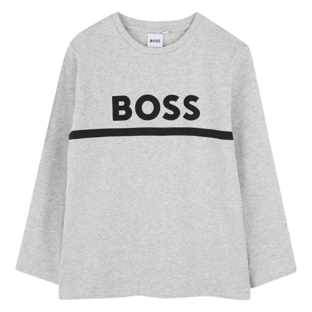 Boss Boys Logo Long-Sleeved T-Shirt / Gray